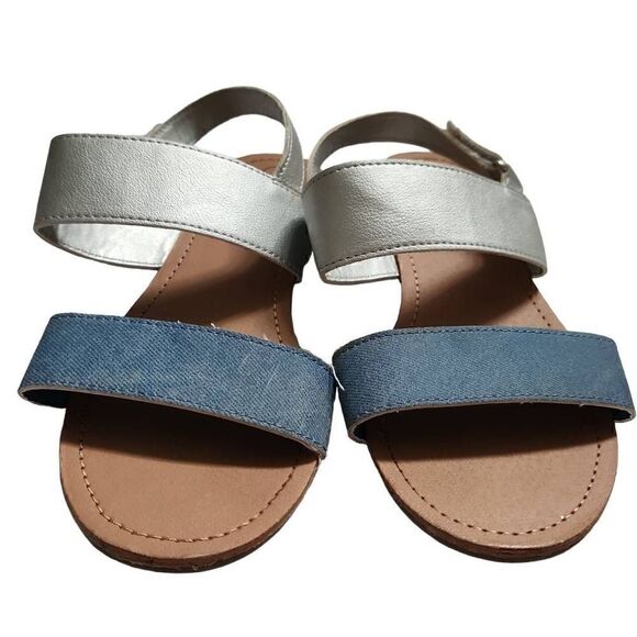 Zoe & Zac Girls Blue and Silver Strap Sandals - Size 3 - Picture 2 of 7